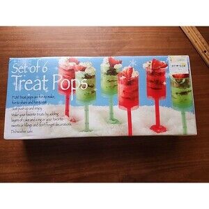 6 TREAT POPS Cake Icing Filling PUSH UP Set Green & Red New in opened Box